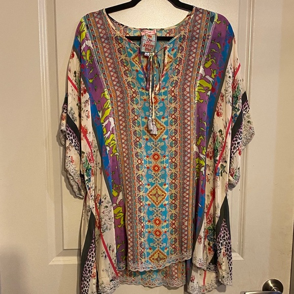 Johnny Was Tops - Johnny Was Colorful Bohemian Women's Top